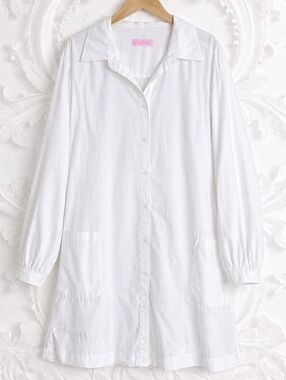 Lilly Pulitzer White Cotton Tunic Button Down Top Relaxed Fit